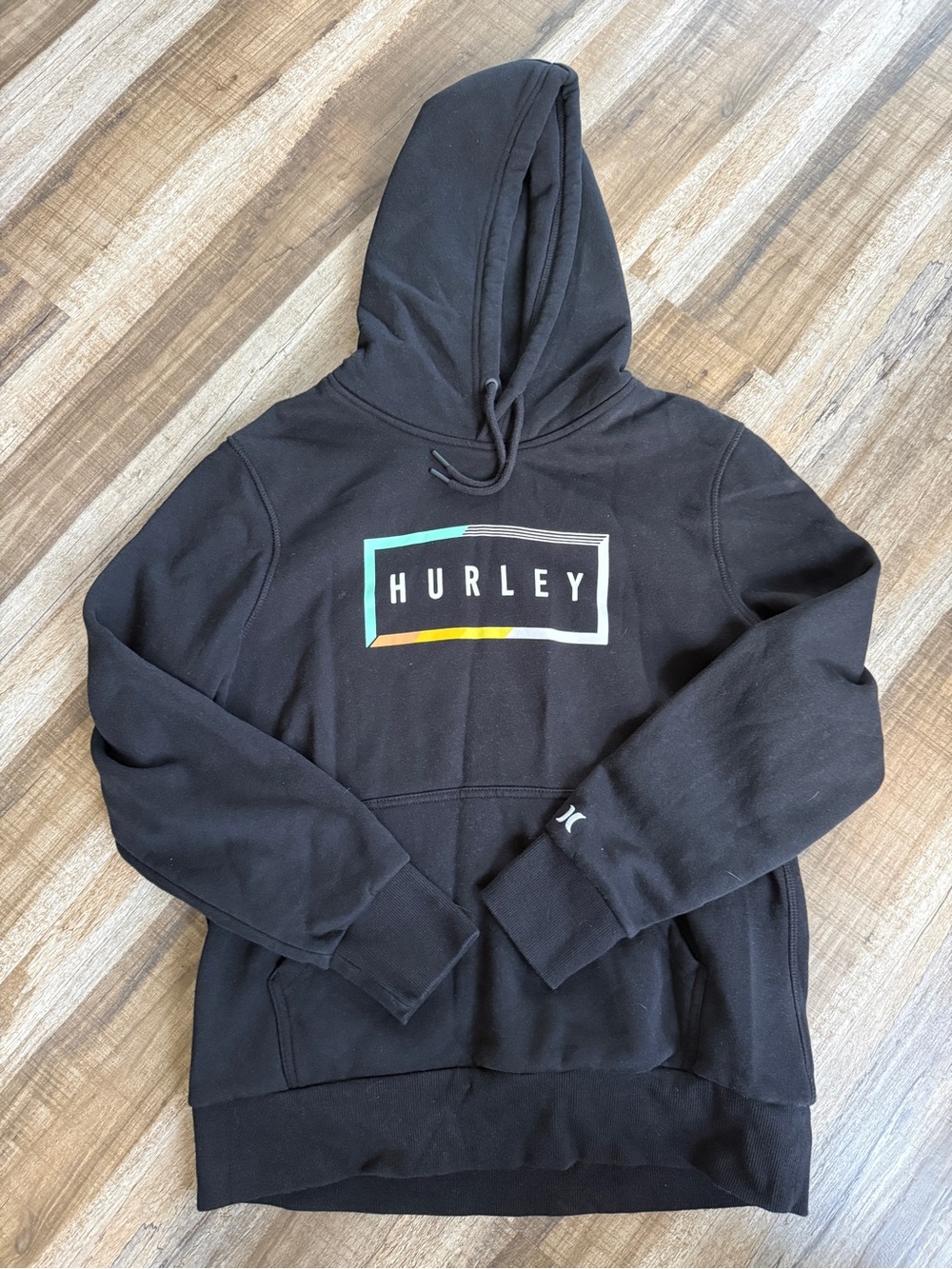 Hurley Black Graphic Pullover Hoodie Men’s Medium M Logo Sweatshirt